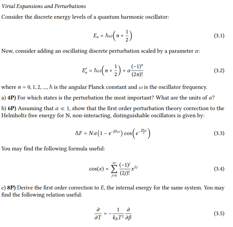 Solved Virial Expansions And Perturbations Consider The | Chegg.com