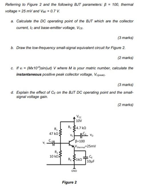Solved Referring to Figure 2 and the following BJT | Chegg.com
