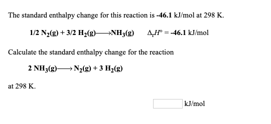 Solved The standard enthalpy change for this reaction is | Chegg.com