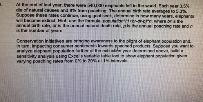 (Solved) : End Last Year 540 000 Elephants Left World Year 35 Die