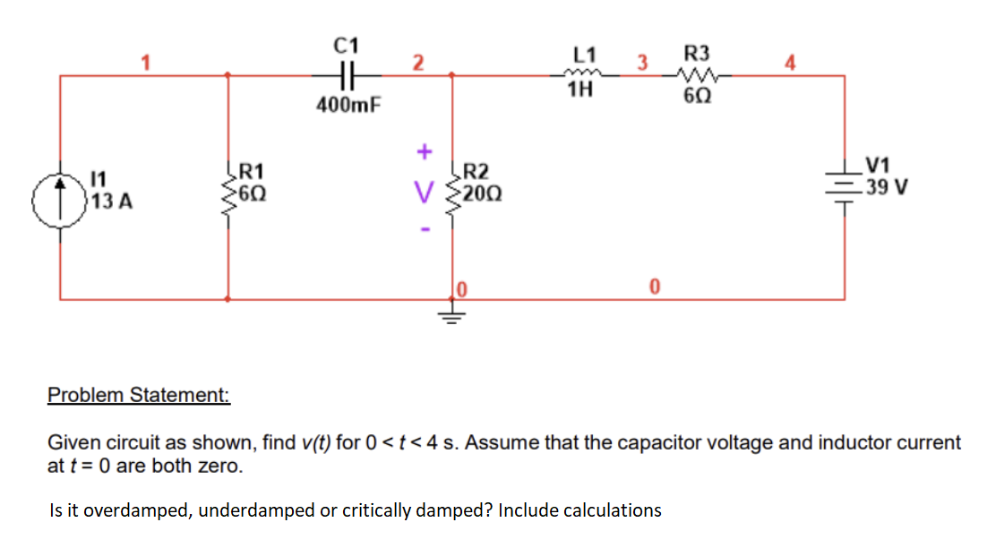 Solved Problem Statement: Given circuit as shown, find v(t) | Chegg.com