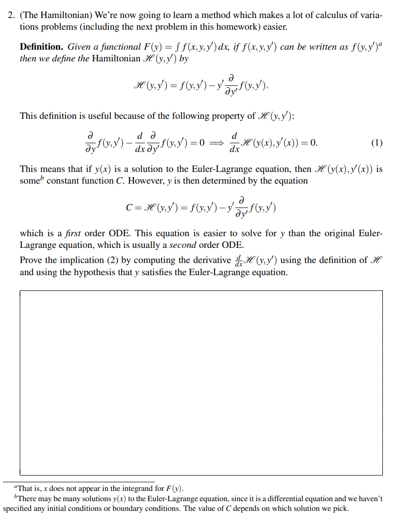 Solved 2. (The Hamiltonian) We're now going to learn a | Chegg.com