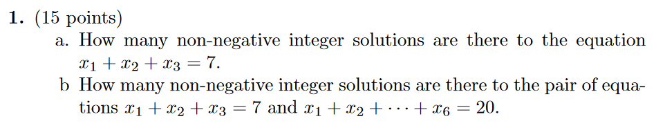 Solved - (15 points) a. How many non-negative integer | Chegg.com