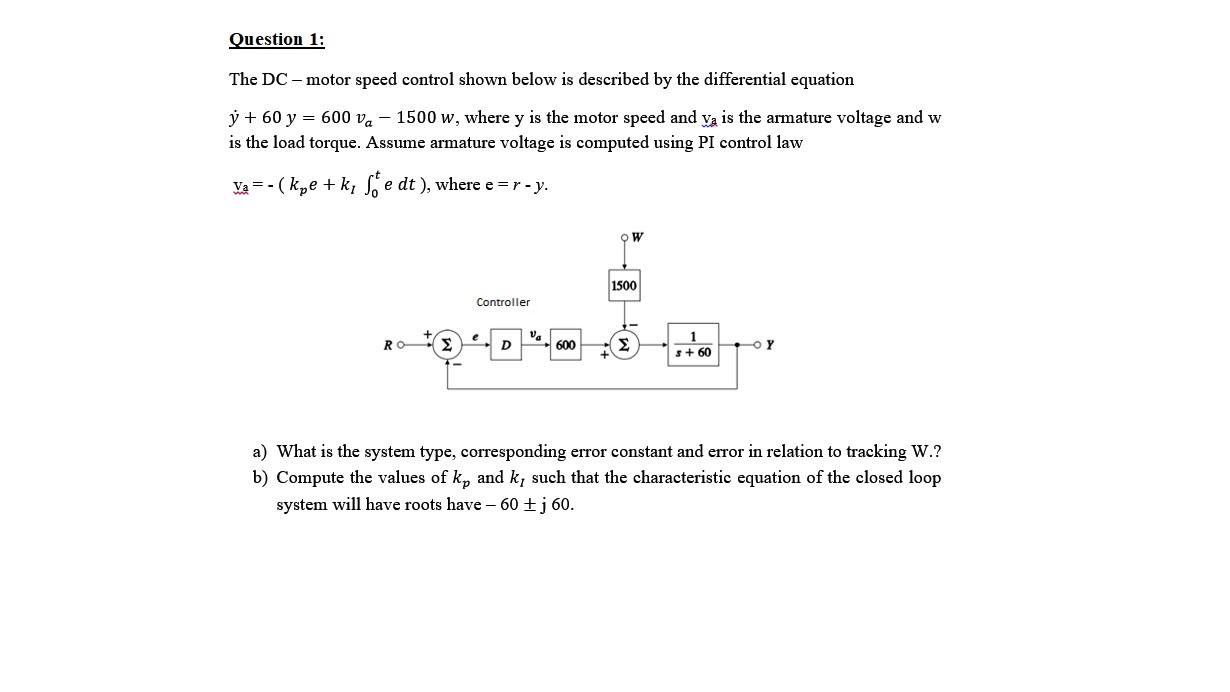 Solved Question 1: The DC - motor speed control shown below | Chegg.com