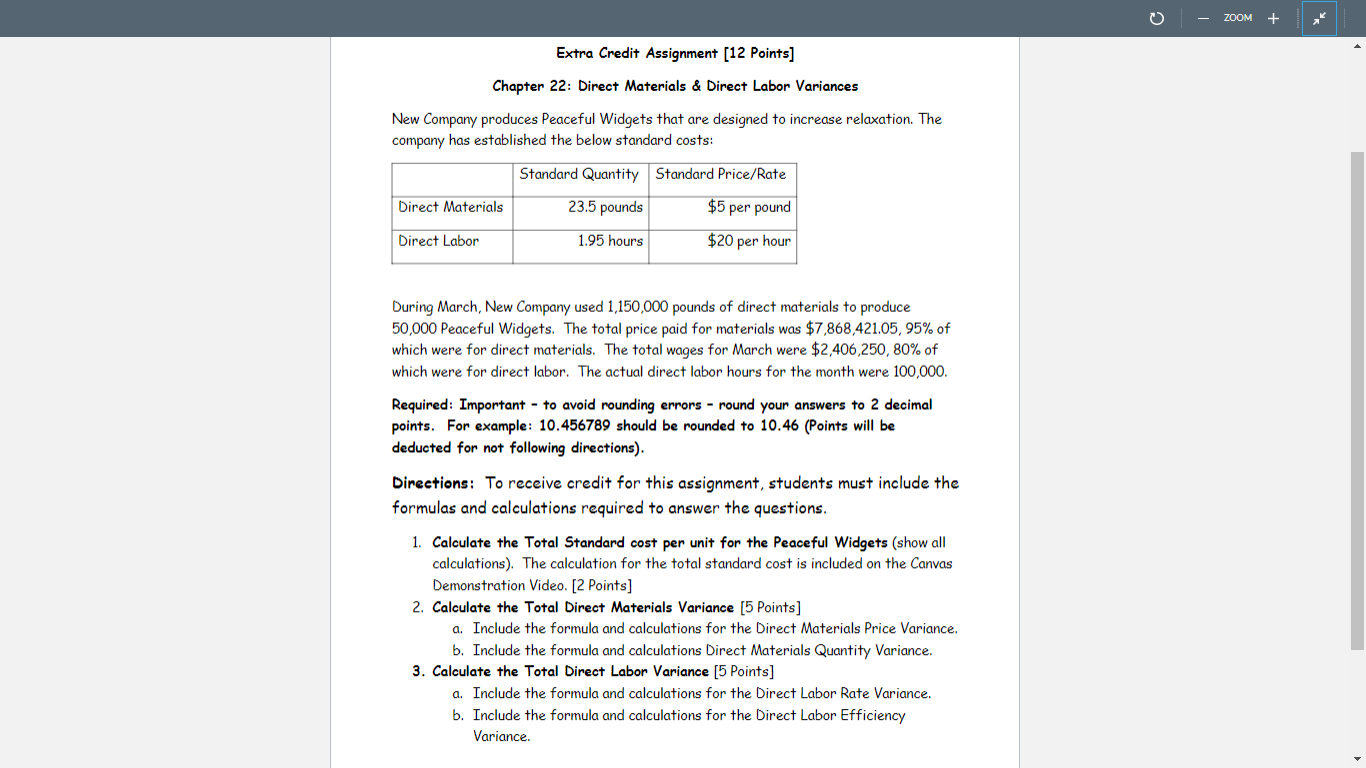 Solved ZOOM + a Extra Credit Assignment (12 Points] Chapter | Chegg.com