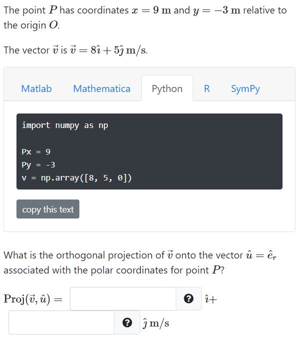 Solved = The point P has coordinates x = 9 m and y= -3 m | Chegg.com