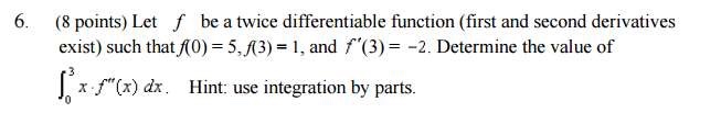 Solved 6. f be a twice differentiable function (first and | Chegg.com