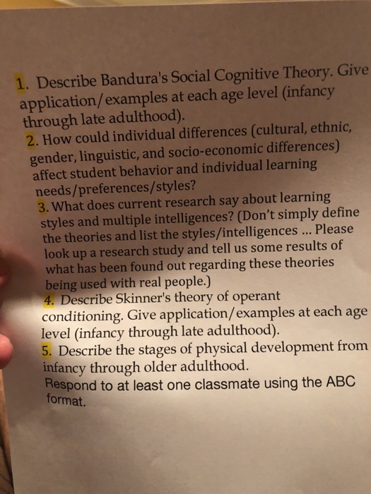 Examples of bandura's social learning online theory