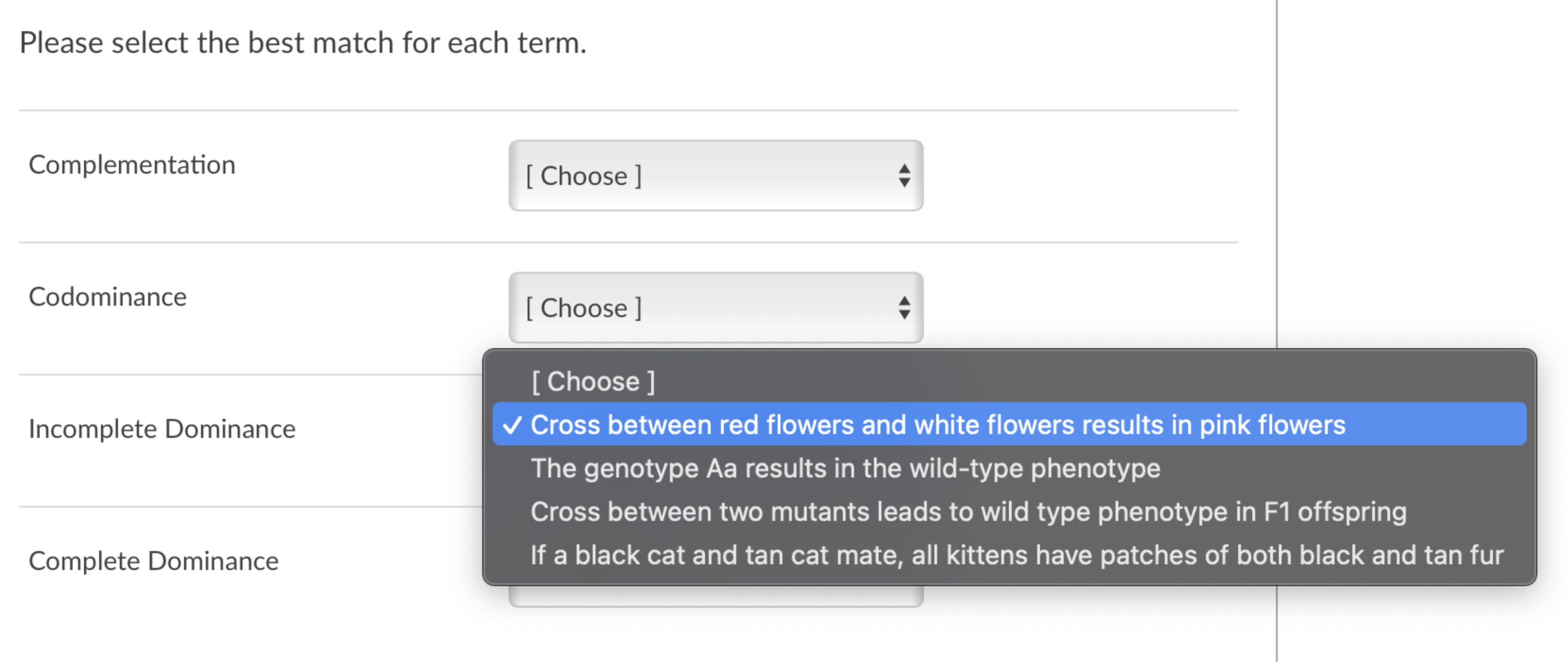 Solved Please select the best match for each | Chegg.com