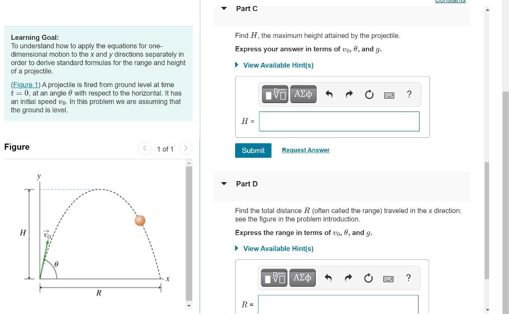 Solved Find the time t it takes the projectile to reach its | Chegg.com