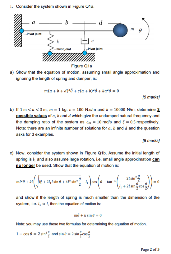 Solved 1. Consider the system shown in Figure Q1a. - a d 11 | Chegg.com