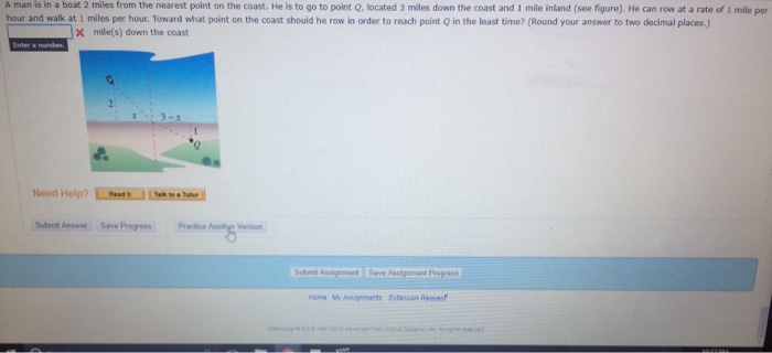 solved-a-man-is-in-a-boat-2-miles-from-the-nearest-point-on-chegg
