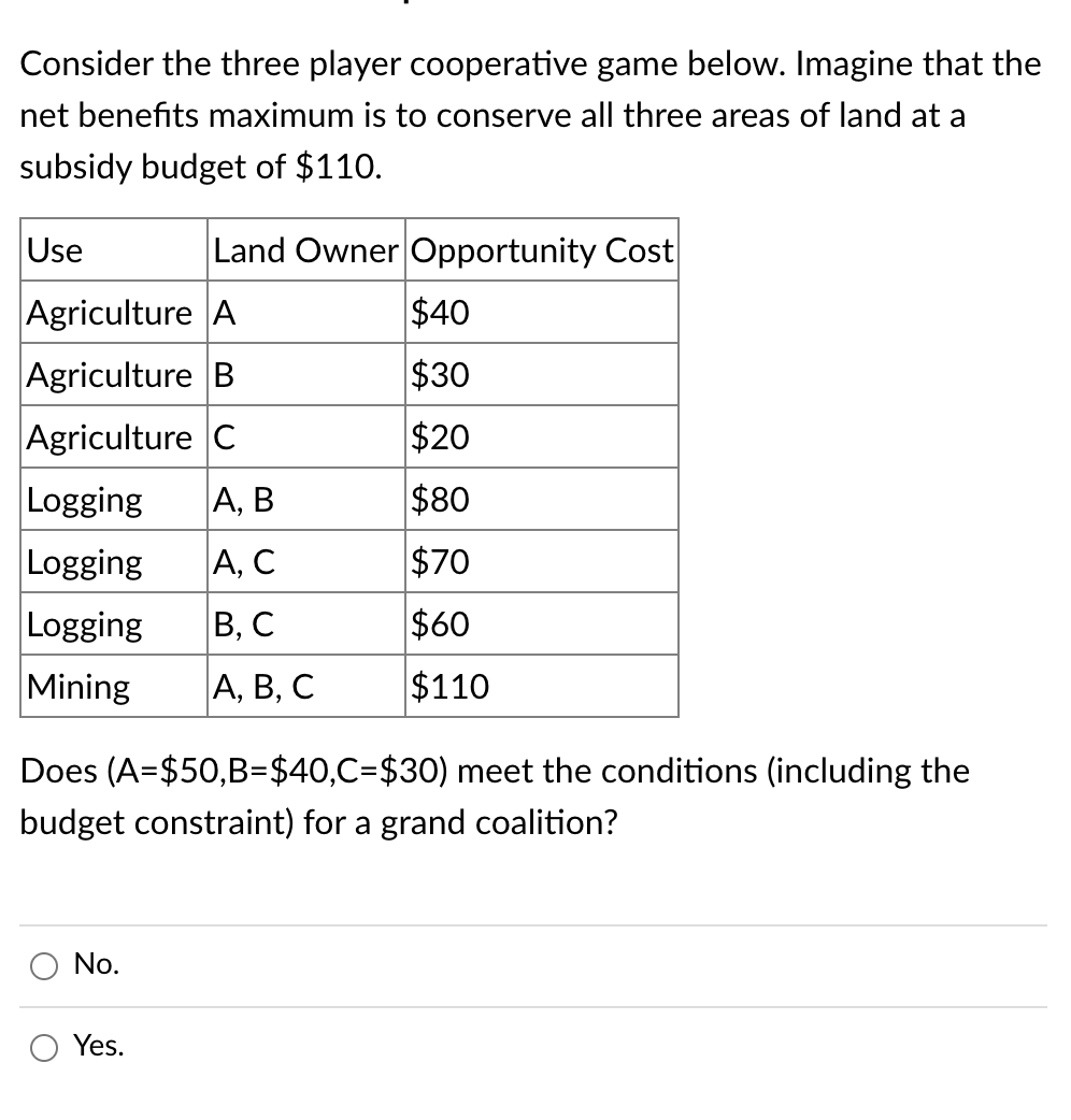 Solved Consider the three player cooperative game below. | Chegg.com
