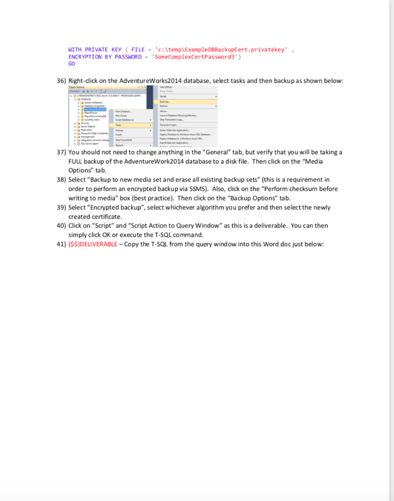 Instructions for assignment 7-SQL Server Security | Chegg.com