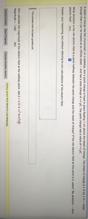 Solved A sheet of charge lies flat (horizontal) on a | Chegg.com