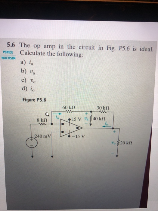 Solved 5.6 The Op Amp In The Circuit In Fig. P5.6 Is Ideal. | Chegg.com