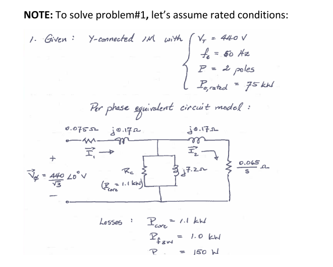 Solved 1. A 440 V,50 Hz, two pole, Y connected induction | Chegg.com