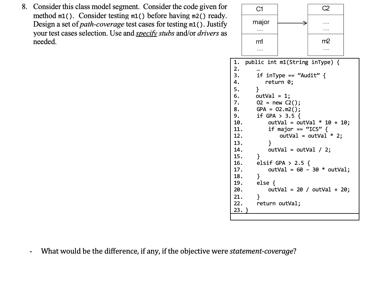 Solved C1 C2 8. Consider this class model segment. Consider | Chegg.com