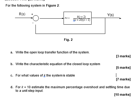 Solved For The Following System In Figure 2 R S 7 Y S Chegg Com