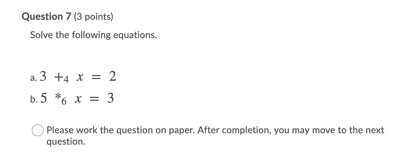 Solved Question 7 (3 points) Solve the following equations. | Chegg.com