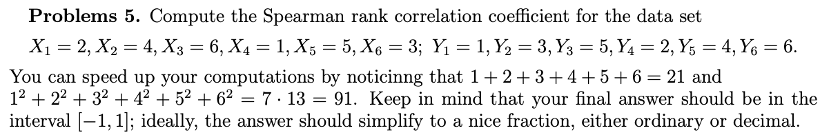 Solved Problems 5. Compute the Spearman rank correlation | Chegg.com
