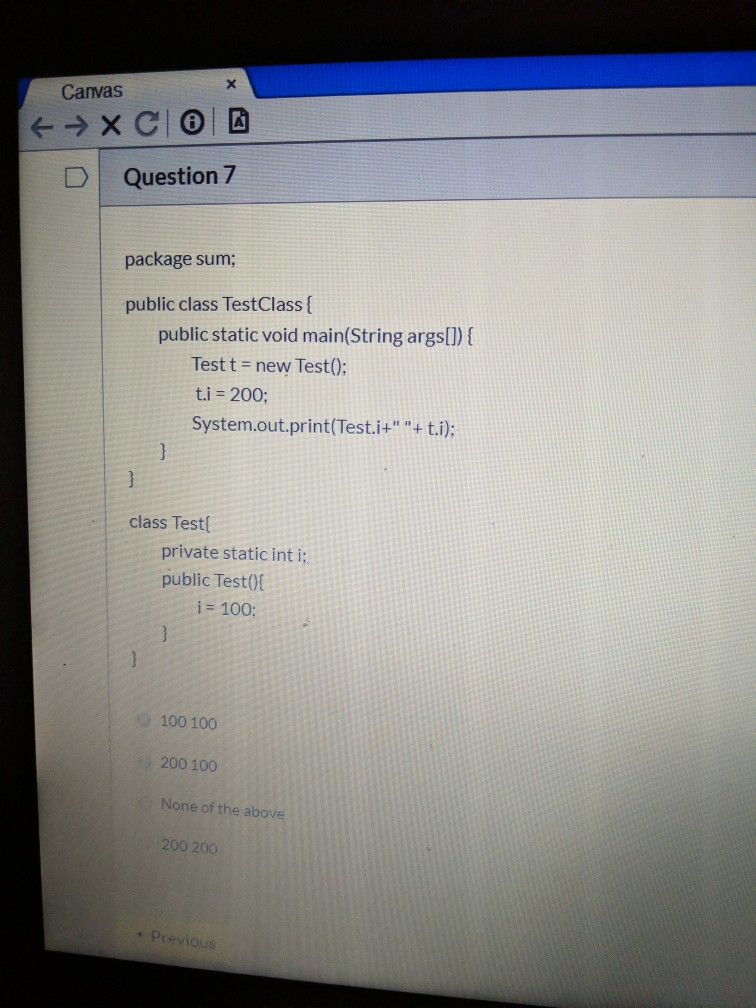 Solved Canvas Xcio Question 7 Package Sum Public Class Chegg Com