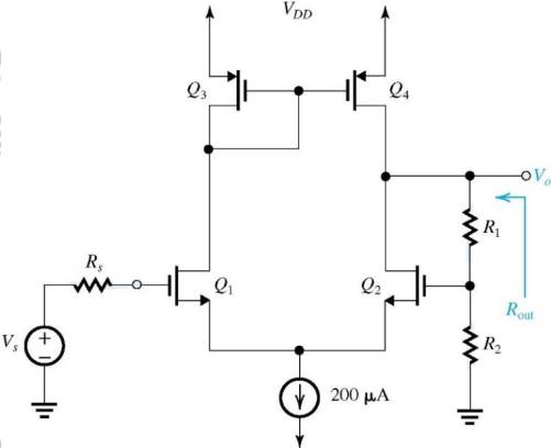 Solved A differential amplifier with feedback is shown | Chegg.com