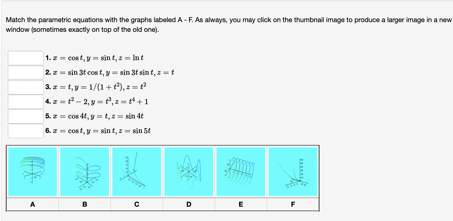 Solved Match The Parametric Equations With The Graphs | Chegg.com