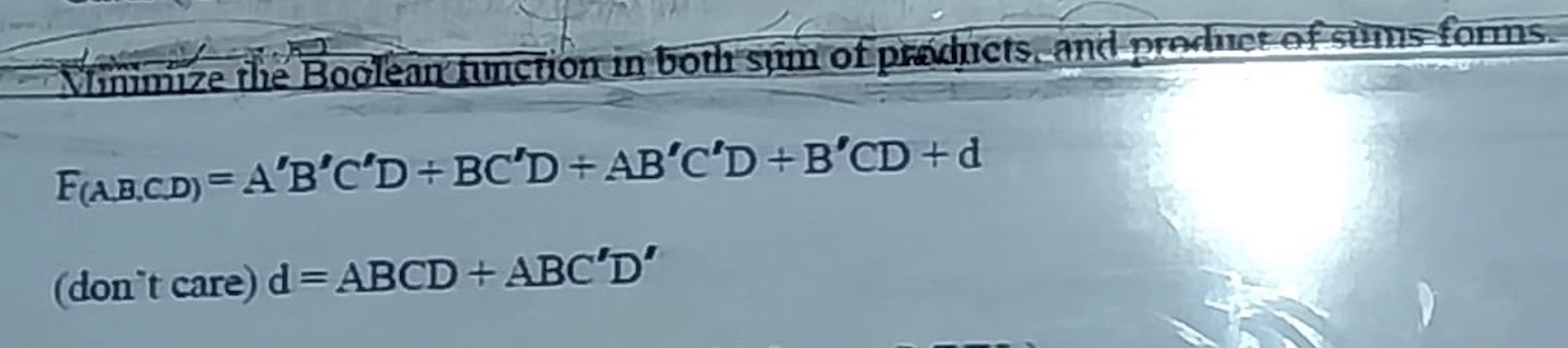 Solved F(A.B,CD)=A'B'C'D+B'D+AB'C'D+B'CD+d ﻿(don't | Chegg.com