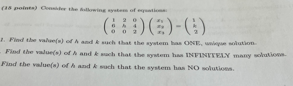Solved (15 points) Consider the following system of | Chegg.com