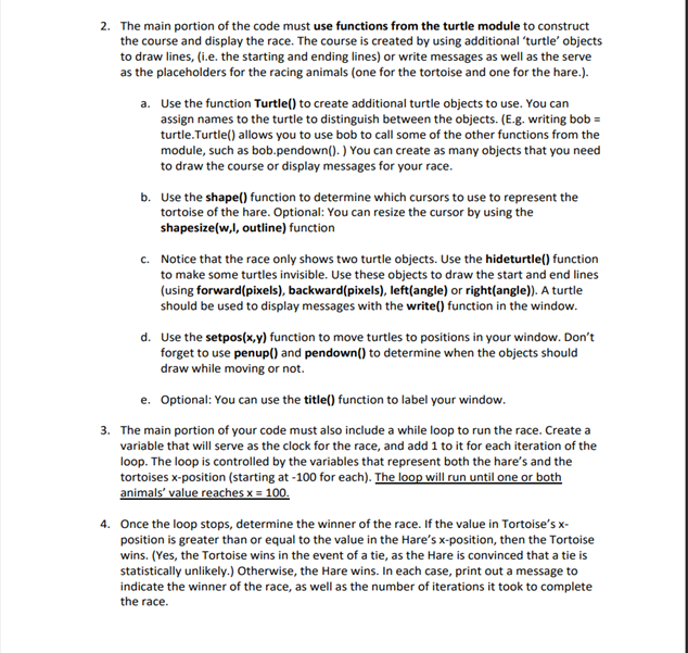 Solved Write a program that simulates the classical race | Chegg.com