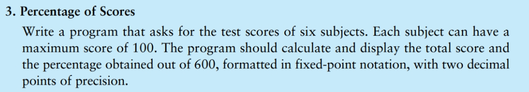 Solved 3. Percentage of Scores Write a program that asks for | Chegg.com