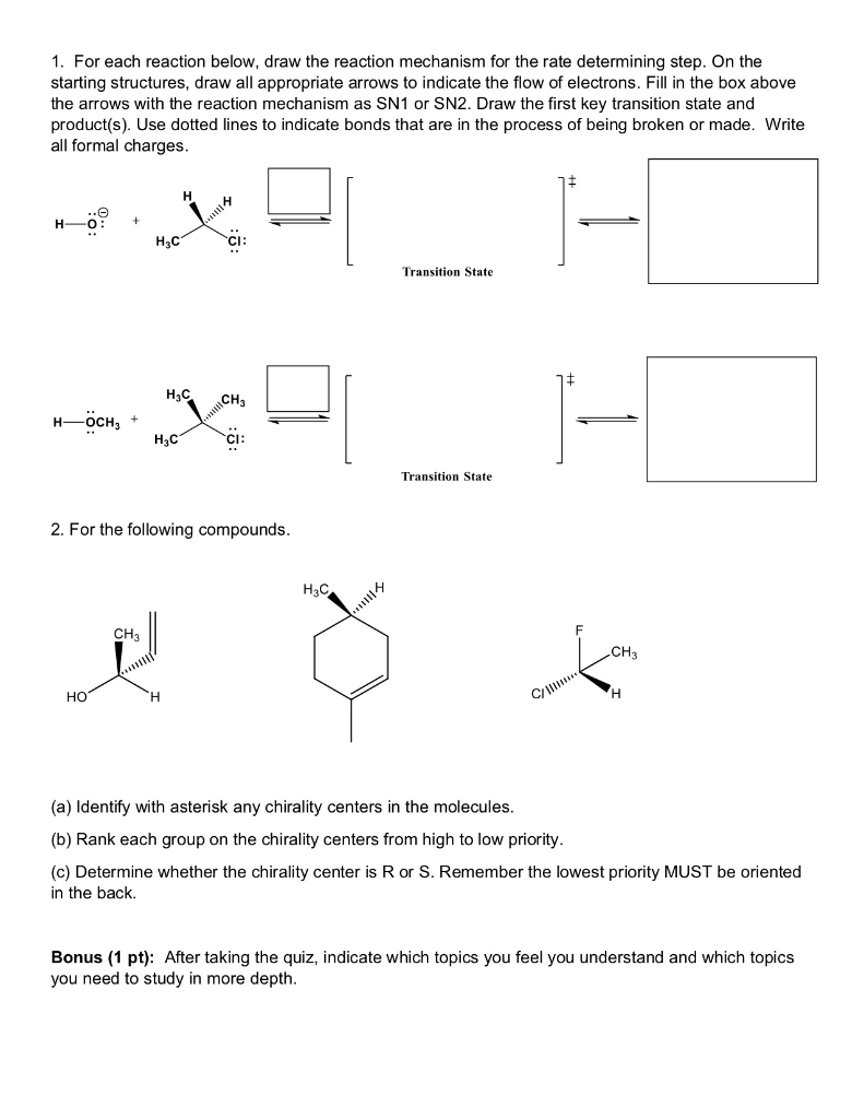 Solved 1. For each reaction below, draw the reaction | Chegg.com
