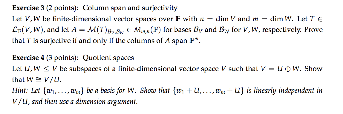 Solved Exercise 3 (2 points): Column span and surjectivity | Chegg.com