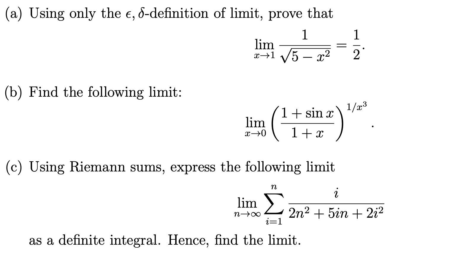 Solved (a) Using only the e, d-definition of limit, prove | Chegg.com