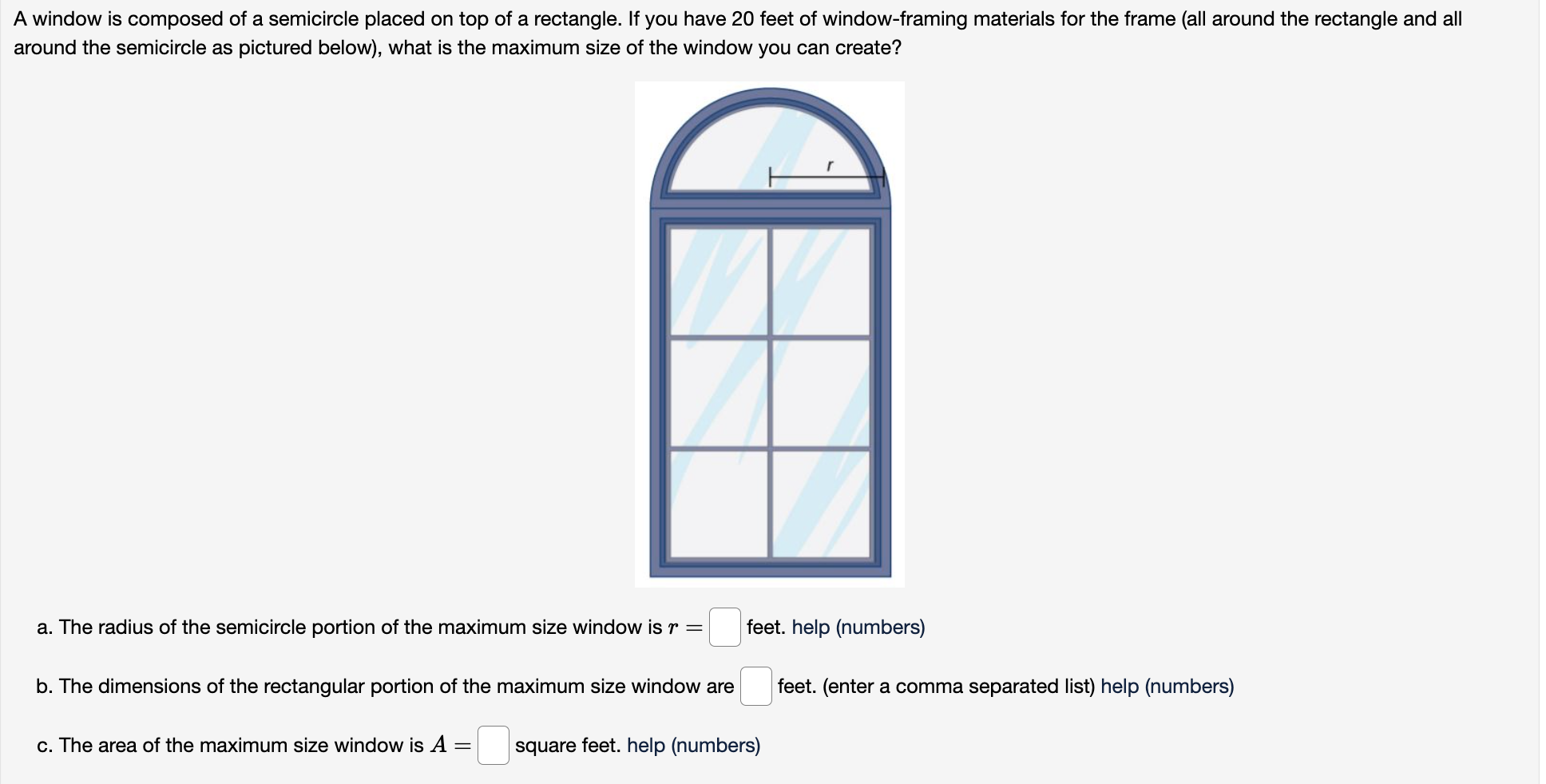 solved-a-window-is-composed-of-a-semicircle-placed-on-top-of-chegg