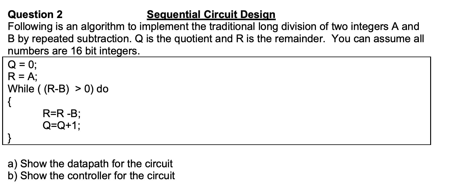 Solved Question 2 Sequential Circuit Design Following Is An | Chegg.com