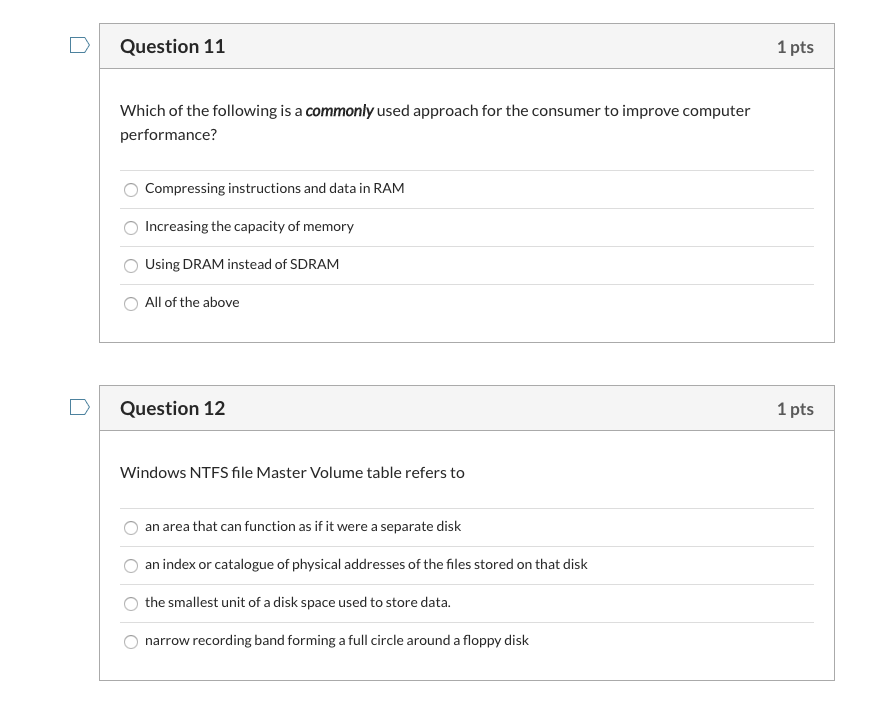 Solved Question 11 1 pts Which of the following is a | Chegg.com