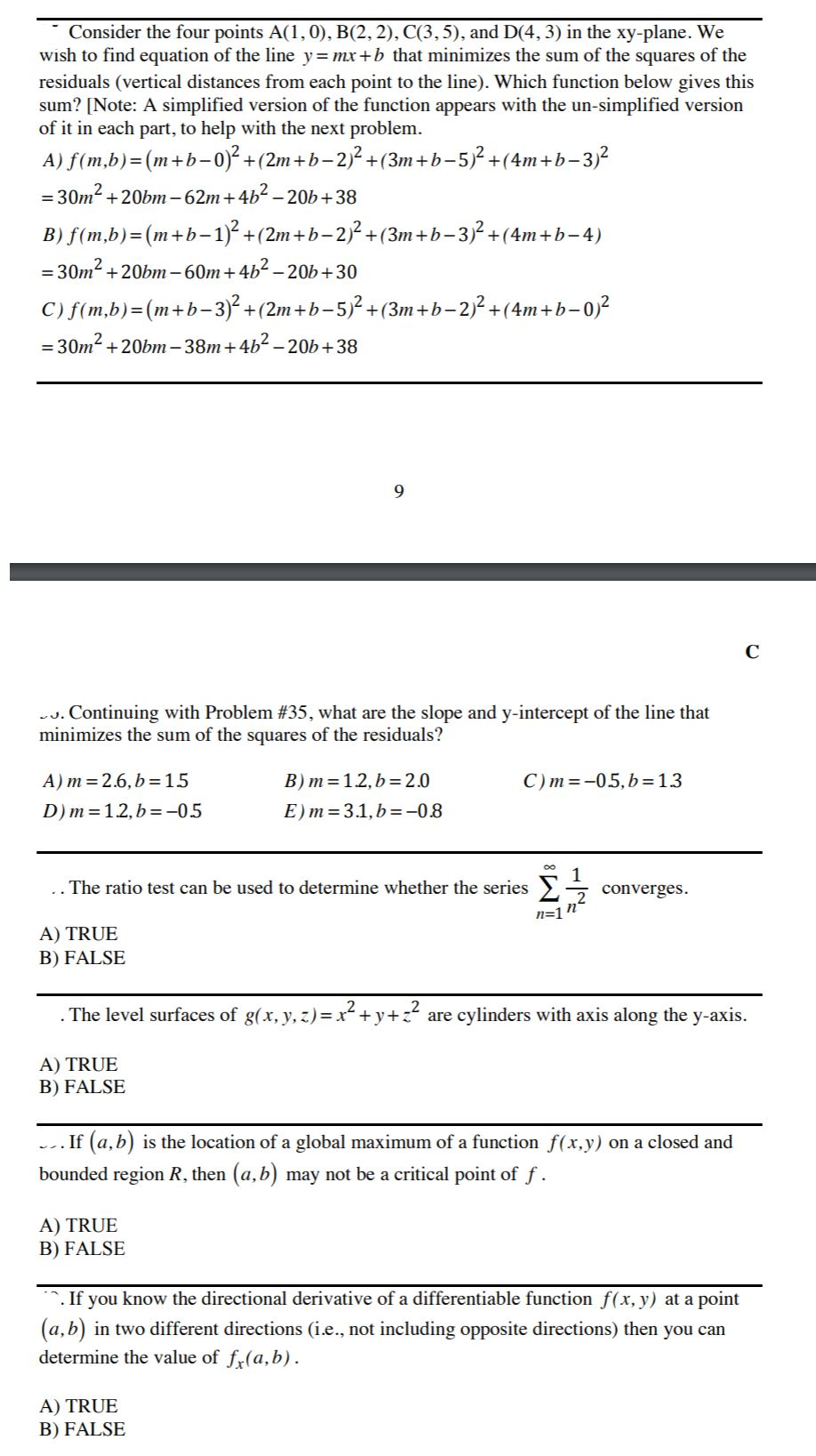 Solved Consider the four points A(1,0), B(2, 2), C(3,5), and | Chegg.com