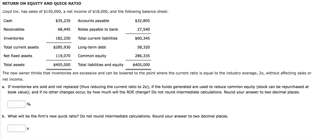 solved-return-on-equity-and-quick-ratio-lloyd-inc-has-sales-chegg