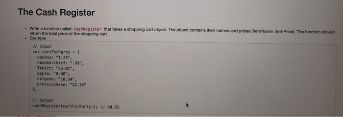 Solved The Cash Register . Write a function called | Chegg.com