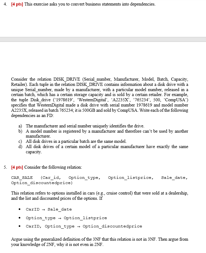 Solved Solve The Following Normalization Questions. 1. [4 | Chegg.com