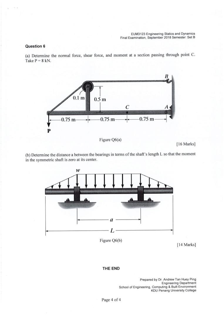 Solved (a) Determine The Normal Force, Shear Force, And | Chegg.com