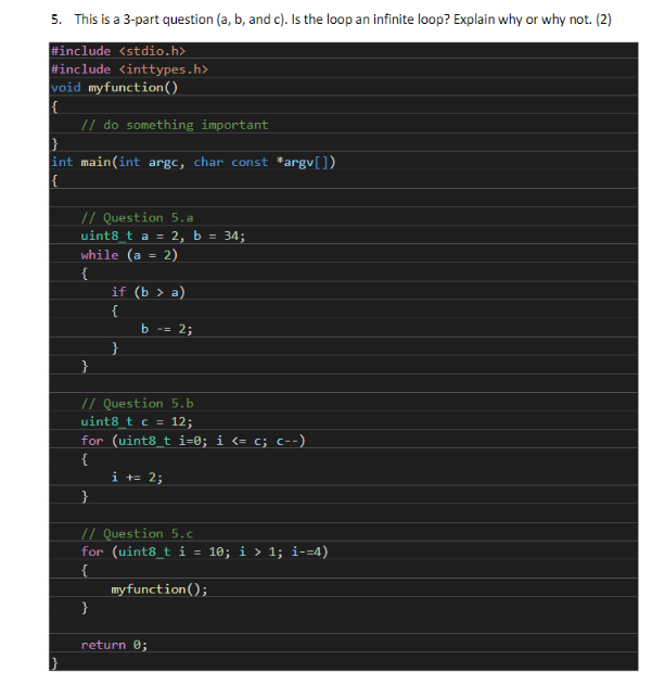 Solved 5. This is a 3-part question (a, b, and c). Is the | Chegg.com