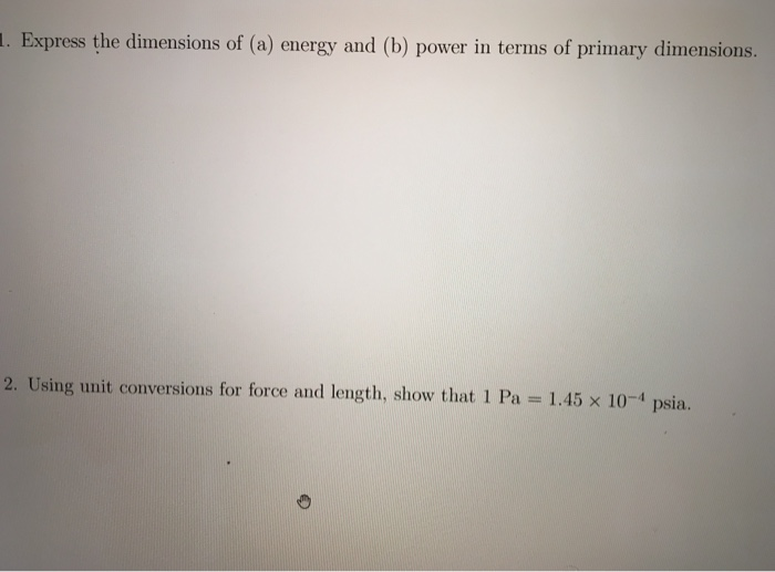 Solved . Express The Dimensions Of (a) Energy And (b) Power | Chegg.com