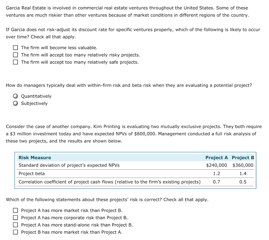 Solved Garcia Real Estate is involved in commercial real
