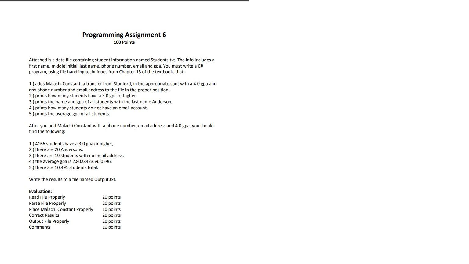 Programming Assignment 6 100 Points Attached is a | Chegg.com