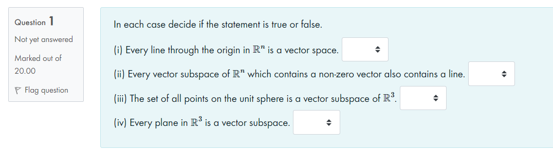 Solved Question 1 In each case decide if the statement is | Chegg.com