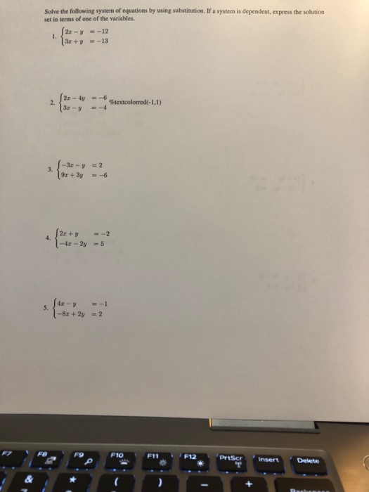 Solved Solve the following system of equations by using | Chegg.com