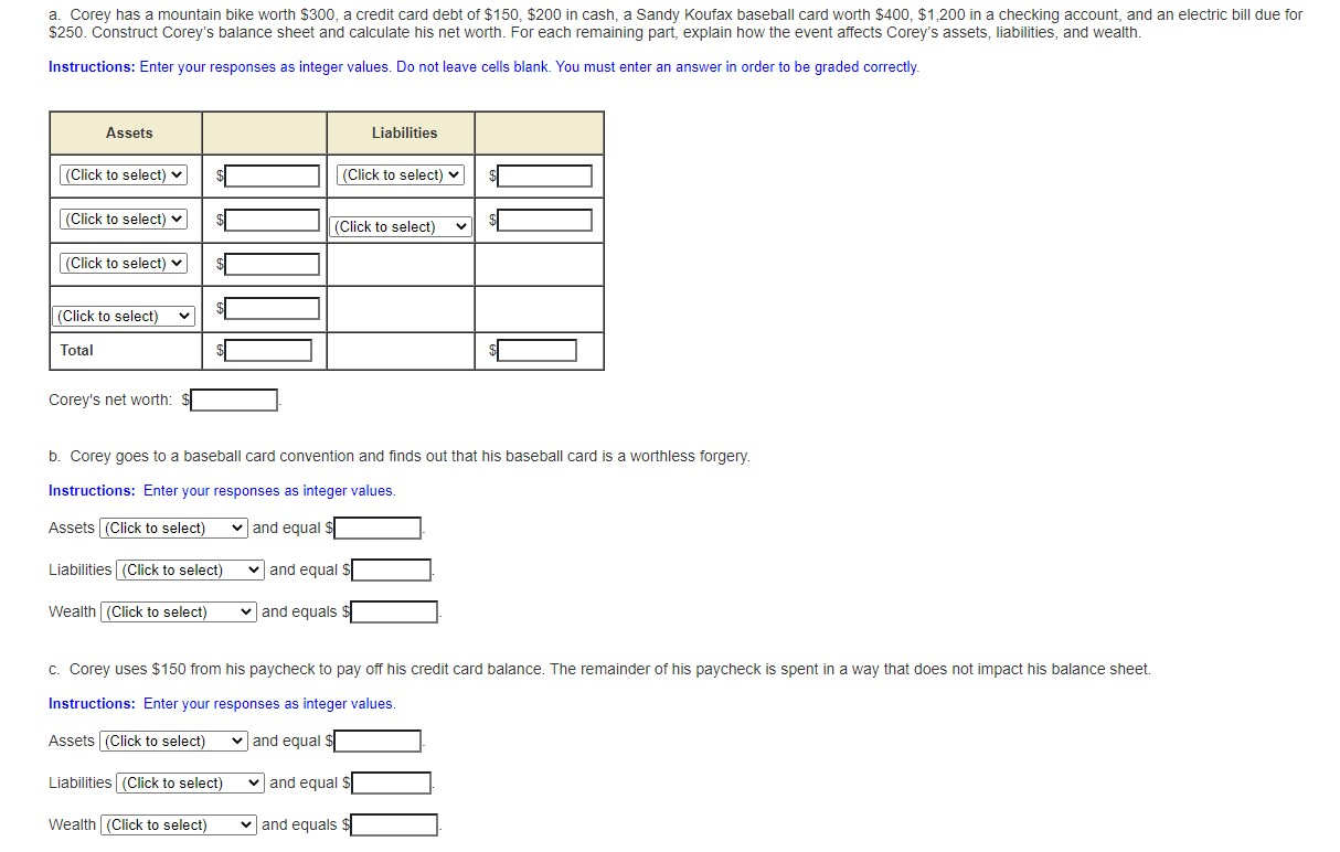Solved Corey has a mountain bike worth $550, a credit card